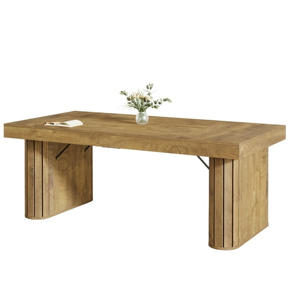 Tribesigns 70.9" Conference Table, Farmhouse Meeting Table for 4-6 People, Rustic Seminar Desk with Wooden Legs for Conference Room, Meeting Room, Breakroom & Office, Large Office Desk, Brown