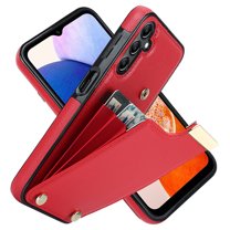 Wallet Case for Samsung Galaxy A14 5G, Vintage Premium PU Leather Ultra Slim Case with Card Holder, Protective Anti-drop Magnetic Clasp Phone Case for Samsung Galaxy A14 5G, Red