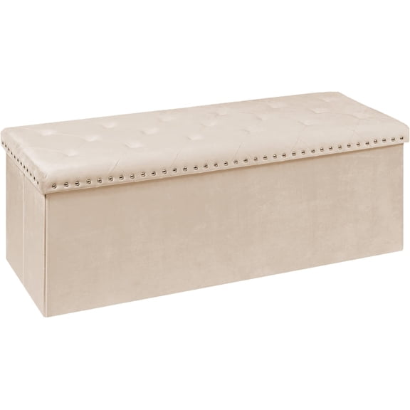 Black Storage Ottoman Bench for Bedroom, Folding Velvet Chest with Benches Foot Rest Stool, Large Long Shoes Chest for Bedroom, Living Room, 43.3"x15.7"x15.7"