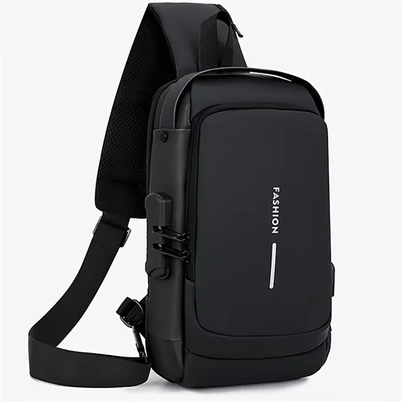 Soatuto Waterproof Sling Bag for Men Women Crossbody Backpack with USB Charging Port & Headphone Hole, Anti Theft Chest Pack Daypack, Adjustable Shoulder Bag for Travel, Hiking, Running Black