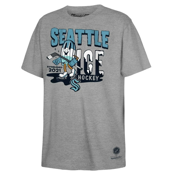 Youth Mitchell & Ness Gray Seattle Kraken Ice Hockey T-Shirt