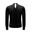 thumbnail image 5 of XPMWRP Womens Mock Neck Puff Long Sleeve Velvet Pullover Tops Fall Solid Trendy Dressy Casual Elegant Shirts Blouse Black XL, 5 of 8