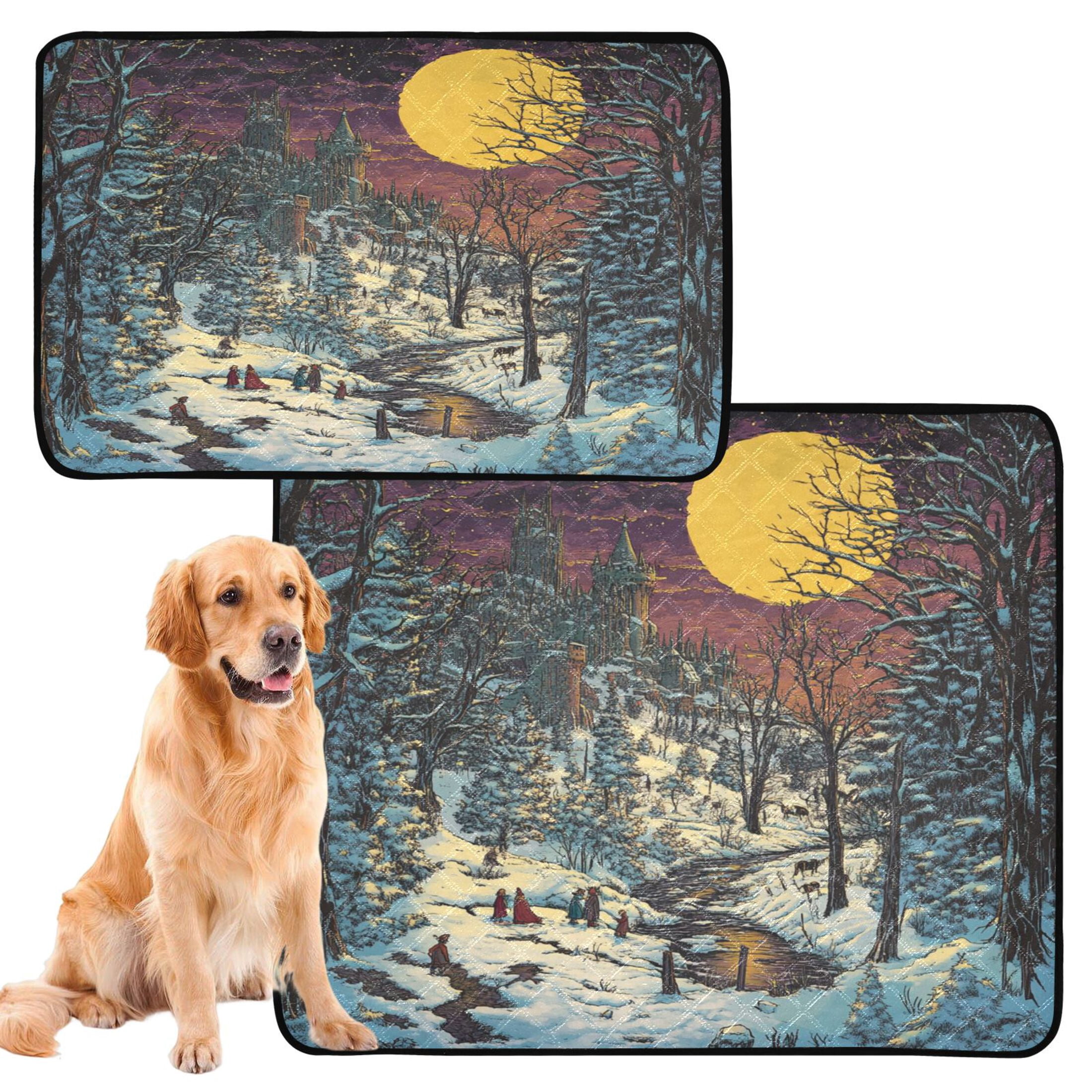 Qxltty Winter Evening Sunset Cat litter Pads Pet Set of 3 Diaper Mats Center Anti-leakage Layer Absorbent Soft and Comfortable