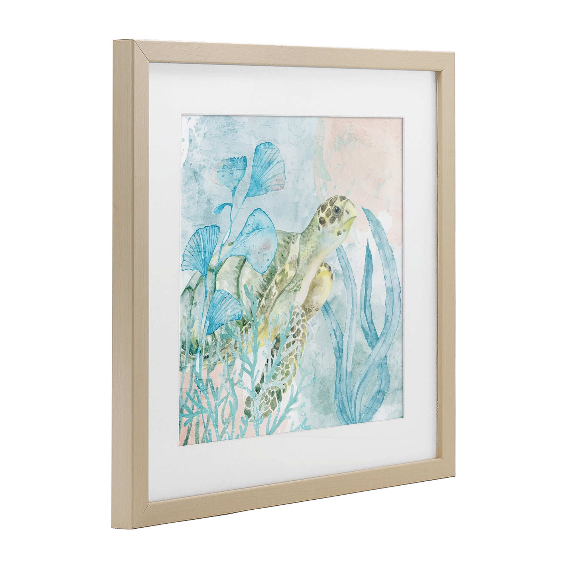Stupell Industries Sea Swim Turtle Birch Framed Print Under Glass, design by Kim Allen