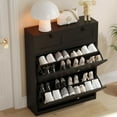 thumbnail image 7 of VOWNER Shoe Cabinet with 2 Flip Drawers & 2 Drawers, Freestanding Shoe Storage Cabinet with Adjustable Shelves, Shoe Organizer for Entryway, Hallway, Living Room (Black), 7 of 7
