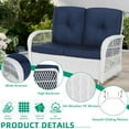 thumbnail image 4 of VIVIJASON 5-Piece Outdoor Patio White Wicker Conversation Sets, All Weather Outdoor Rattan Furniture Set Includes Glider Loveseat, 2 Coffee Table, 2 Swivel-Gliders Chairs with Cushions, Navy Blue, 4 of 6
