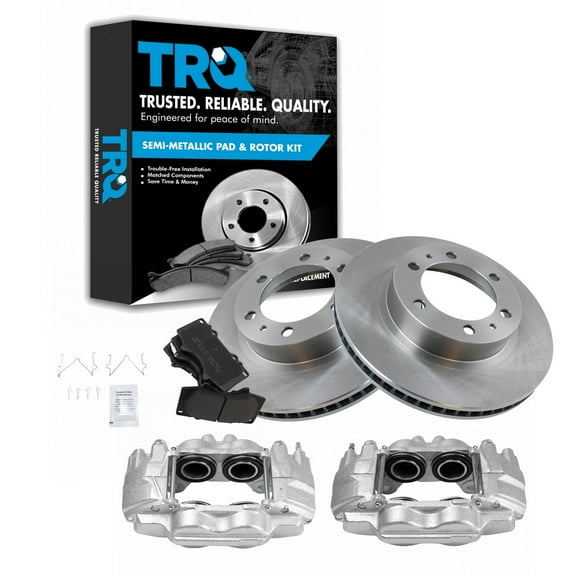 TRQ Front Brake Pad & Rotor Kit Brake Caliper Brake Pads Brake Rotor Semi-Metallic Fits Select 2003-2009 Toyota 4Runner 2007-2014 FJ Cruiser 2005-2020 Tacoma