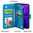 thumbnail image 4 of Asuwish Compatible with BLU View Speed 5G (b1550vl) Wallet Phone Case and Tempered Glass Screen Protector Flower Faux Leather Flip Credit Card Holder Stand Zipper Cell Cover for Women Blue, 4 of 8