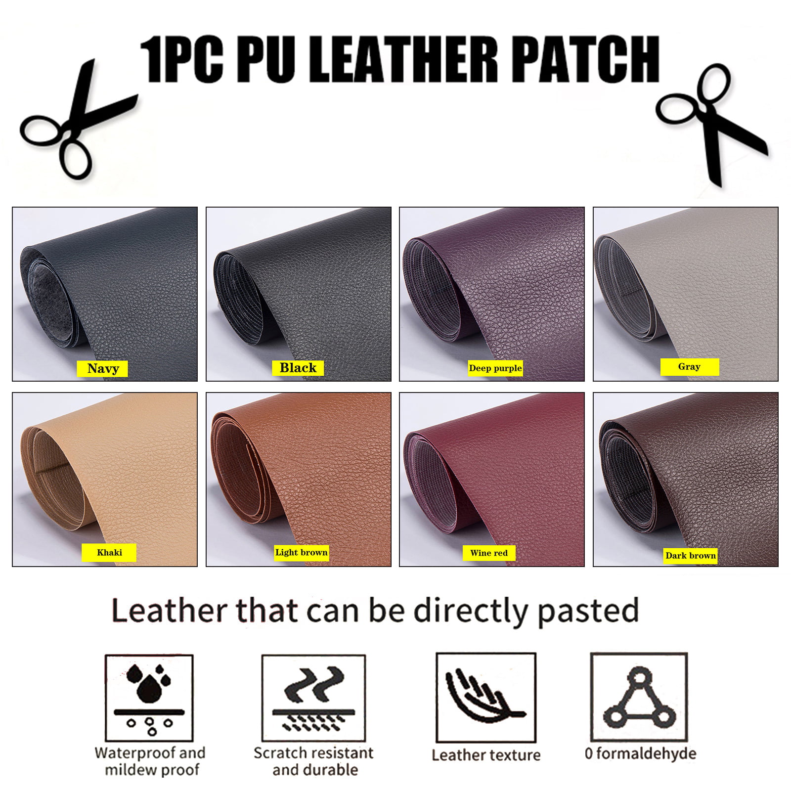  Touguqing Leather Repair Patch Tape 20 X 54 Inches, 17 Colors  Self-Adhesive Leather PU Fabric First Aid Leather Repair Kit for Furniture,  Couches, Sofas, Car Seat, Jackets(Color:Purple) : Everything Else