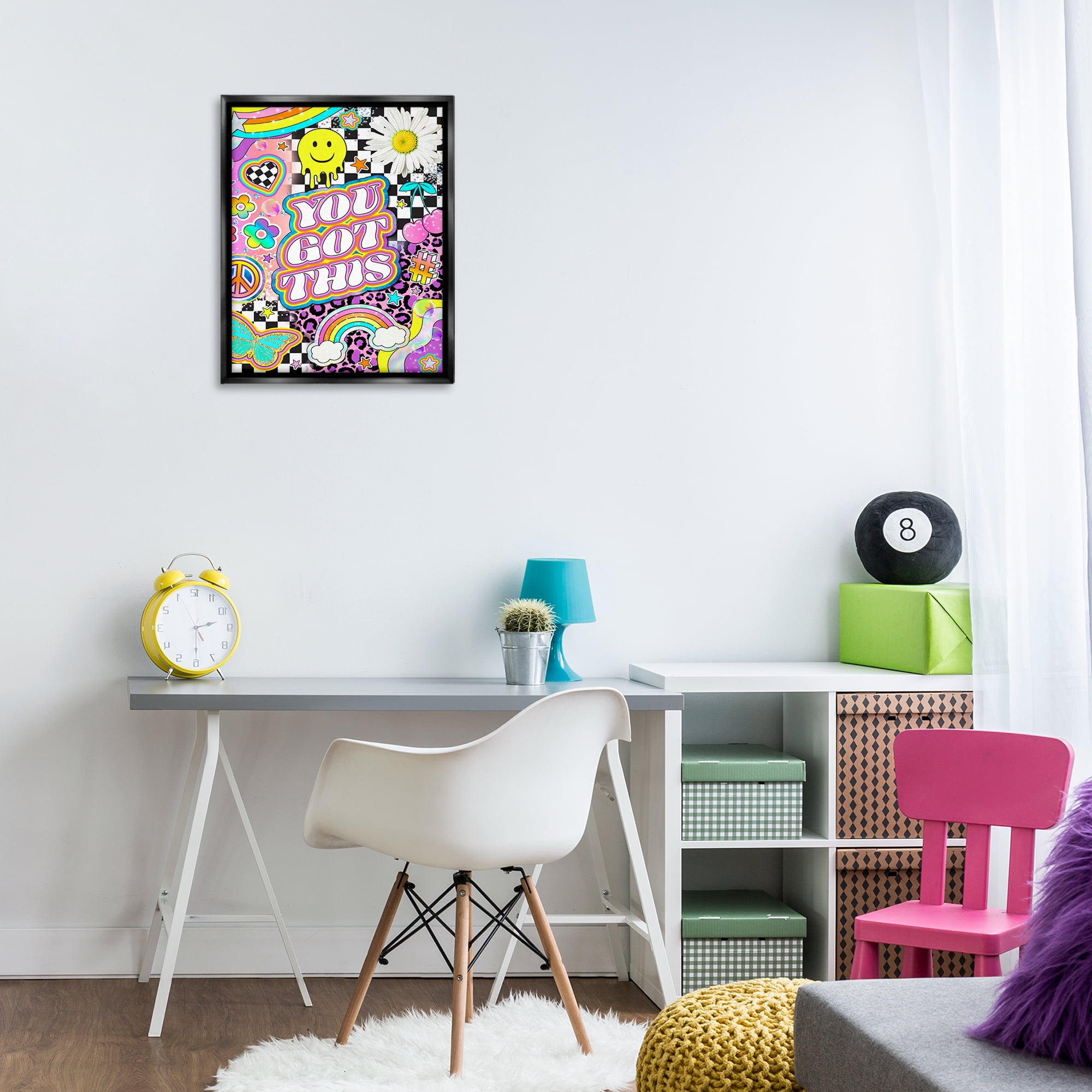 Stupell Industries Groovy You Got This Collage Abstract Painting Black Floater Framed Canvas Art Print Wall Art, 17 x 21