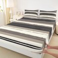 thumbnail image 5 of Manfei Abstract Brushstroke Stripe Queen Sheets, Neutral Tone Queen Sheet Sets, Beige Black, Black Reversible 4 Pieces1 Flat Sheet + 1 Fitted Sheet + 2 Pillowcases, 5 of 6