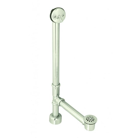 Westbrass D3241K-05 22-1/2" Brass Bathtub Assembly with Trip Lever and Strainer Drain, All Exposed, Polished Nickel
