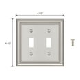 thumbnail image 3 of DEWENWILS Double Toggle Wallplates, Brushed Nickel Light Switch Covers, Heavy Duty Matel Material, 2 Pack, 3 of 6
