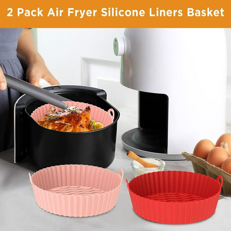 Air Fryer Silicone Pot 7.5in Air Fryer Liners Round Baking Pan for  Microwave Oven Roaster Reusable Airfryer Accessories Silicone Cake Pan DIY  Pizza