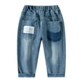 thumbnail image 4 of LIIPEE Girls Boys Jeans Pants Spring Autumn Fashion Casual Elastic Waist Wide Leg Denim Pants With Pockets Boy Classic Party Pants,Blue,3-4 Years, 4 of 5