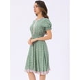 thumbnail image 2 of DARING DIVA Floral Ruffle Neck Smocked Waist Dress XS Light Green, 2 of 5