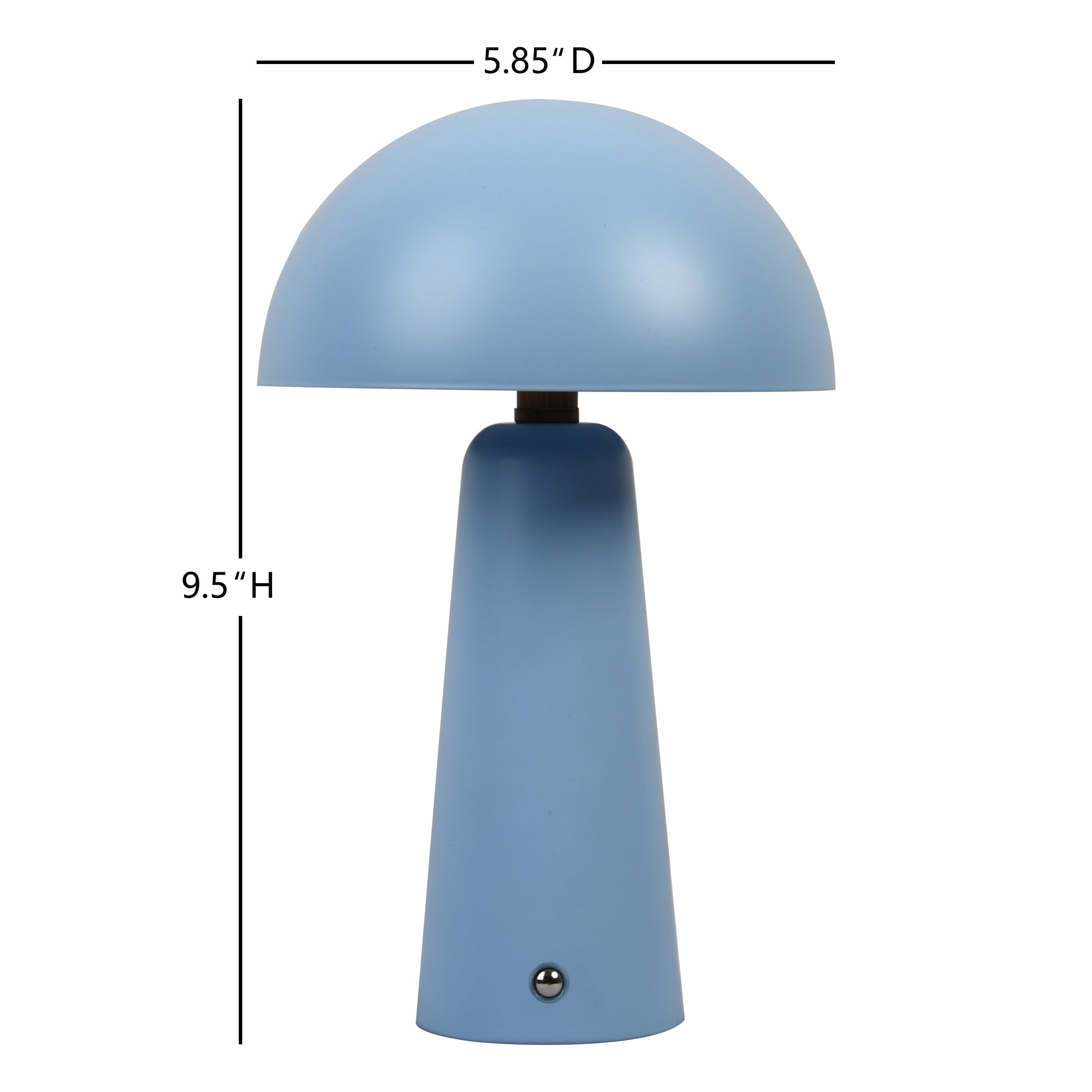 Better Homes & Gardens 9.5" Blue Dome Rechargeable LED Portable Lamp with Dimmable Touch Sensor