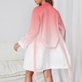 thumbnail image 2 of Aesthetic Antique Pink And White Gradient Night Robe Long Sleeve V Neck Robe With Belt Women's Sleepwear Dresses, 2 of 9