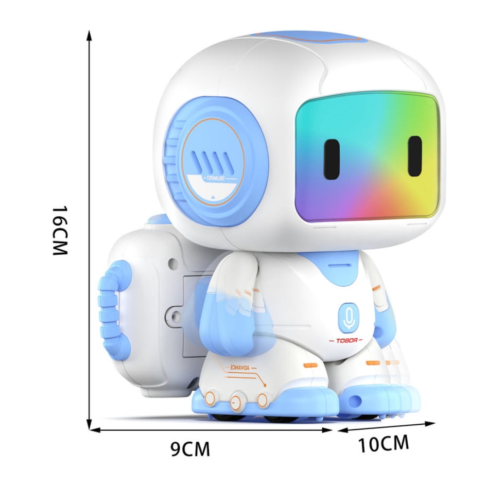 Aezusy Remote Control Robot Toy for Kids, Programmable Walking & Sliding RC Robot with Recording, Music & LED Lights, STEM Educational Interactive Toy Gift for Boys Girls Ages 3-8, Blue