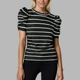 thumbnail image 2 of UANWENN T-Shirts Décontractés pour Femmes Tenues de Tous les Jours Manches Courtes Rayé Col Rond Haut pour l'Été Polyvalent avec Jeans et Pantalons Décontractés T-Shirts et Hauts Femmes Randonnée Hauts Femme Manches Longues, 2 of 9