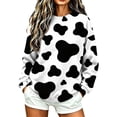 thumbnail image 1 of Women's Cow Print Round Neck Long Sleeve Pullover Hoodie Sweatshirt, 1 of 5