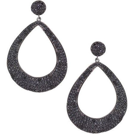 Pori Jewelers Black Spinel Black Rhodium over Sterling Silver Earrings