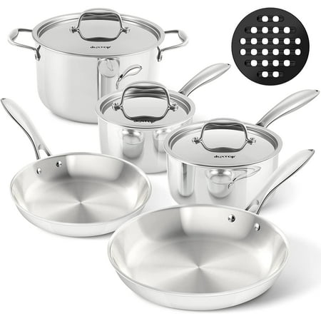 

Duxtop Whole-Clad Tri-Ply Stainless Steel Induction Cookware Set 9PC Kitchen Pots and Pans Set
