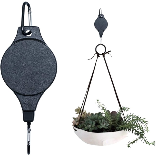 2 uds Colgador Retráctil para Plantas JAMW Polea Ajustable Cesta de Flores Gancho para Colgar Plantas