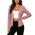 thumbnail image 4 of IUYRTFE Women's Long Sleeve Open Front Blazer with Lapel Collar Slim Fit Casual Work Jacket, 4 of 8