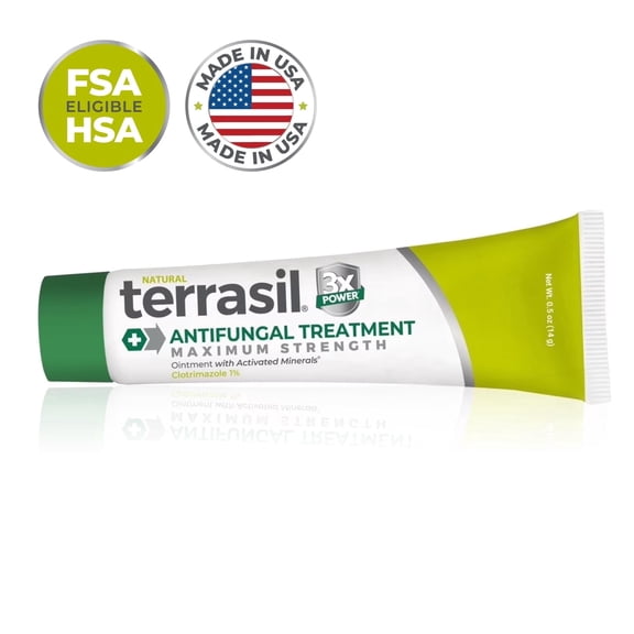 Terrasil Antifungal Treatment Cream, MAX Strength Clotrimazole 1%, 6X Faster Healing, for Fungal Skin Infections (14gm)