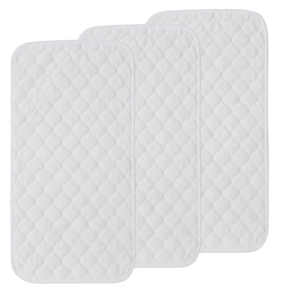 Changing Pad Liners 3 Pack, Waterproof Bamboo Cotton Blend, Soft Absorbent Reusable Liner for Baby Changing Table,White Rectangular