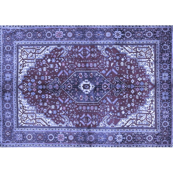 Ahgly Company Machine Washable Indoor Rectangle Medallion Blue Traditional Area Rugs, 6' x 9'