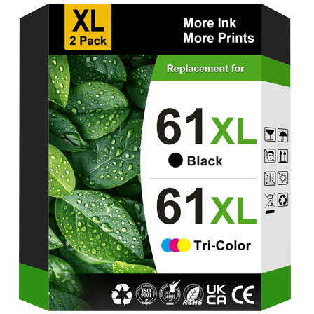 61 Ink Compatible for HP 61 Ink Cartridge Combo Pack for HP Ink 61 61XL for Envy 4500 4502 5530 Printer (Black Tri-Color)