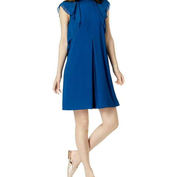 Marella Womens Shoulder Ruffled Dress, Blue, 14