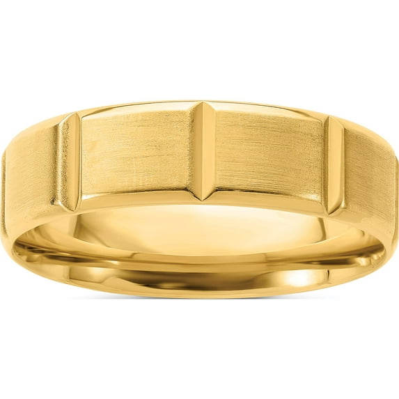 14K Yellow Gold Light Comfort Fit Brush Satin Fancy Band (Size 7) Made In United States yb113l-7