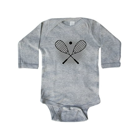 

Inktastic Squash Sport Rackets and Ball Gift Baby Boy or Baby Girl Long Sleeve Bodysuit