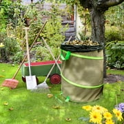 Colwelt 47 Gallon Leaf Bags Collapsible, Hardshell Bottom Heavy Duty Collapsible Garden Bag Include Leaf Scoop, Garden Gloves