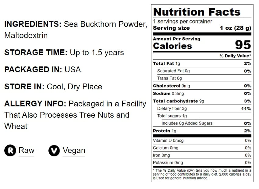 Sea Juice Buckthorn Powder, 5 Pounds — Kosher, Raw, Vegan — by Food to Live