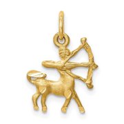 Finest Gold 14K Yellow Gold Satin Diamond-Cut Sagittarius Zodiac Charm
