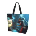 thumbnail image 2 of Fuzoiu Underwater Office Diver Print Tote Bags for Women,Shoulder Bag, Gym Tote,Top Handle Ladies Shoulder Bags for Work Beach Travel and Shopping Grocery, 2 of 8