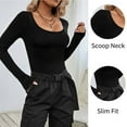 thumbnail image 4 of Weardear Women's 2 Piece Long Sleeve Scoop Neck Tops Slim Fit Tight Tee Warm T Shirt, 4 of 5