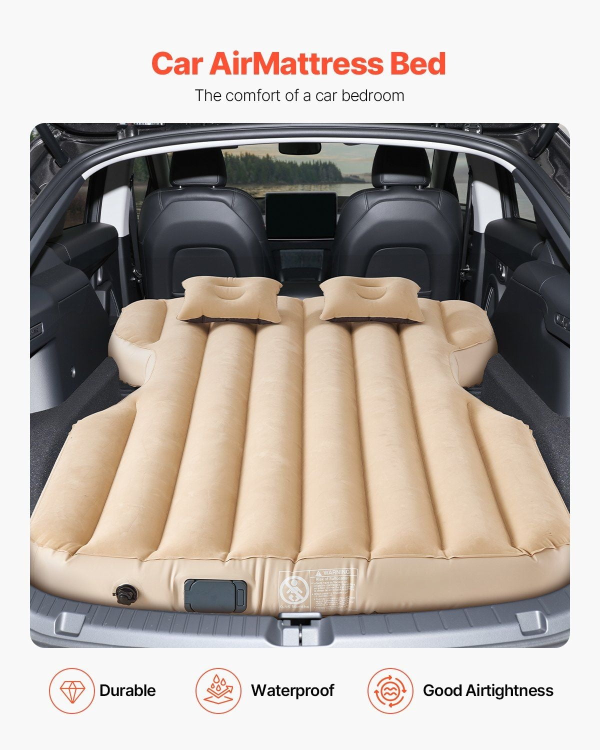 Car Air Mattress, Tesla Model Y Camping Bed - Built-in Pump