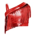 thumbnail image 2 of Sholeno Girls Metallic Sleeveless Tassel Crop Top Hip Hop Latin Jazz Dance Shirt Fringe Rave Party Outfit Red 14, 2 of 5
