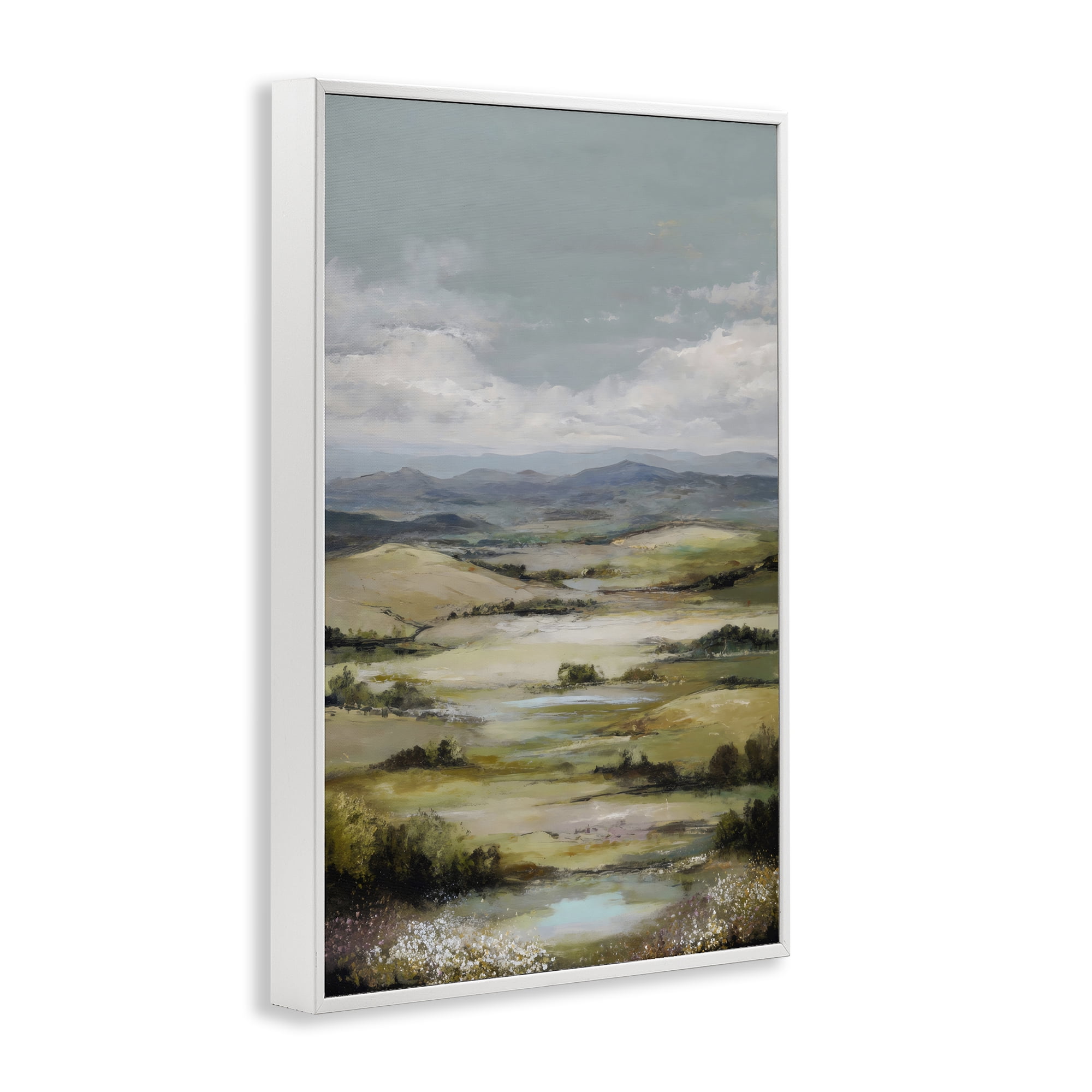Stupell Industries Rolling Mountain Meadows White Framed Giclee Art, design by Petal Prints Design