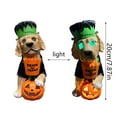 thumbnail image 3 of Halloween Frankenstein Dog LED Light, 7.87 Inch Resin Glowing Dog Figurine with Pumpkin, Indoor Outdoor Decor for Porch Mantel Party Home, 3 of 5