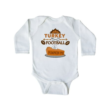 

Inktastic Turkey Football and Pumpkin Pie Gift Baby Boy or Baby Girl Long Sleeve Bodysuit