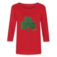 thumbnail image 4 of St. Patrick's Day Shirt for Women Ireland Large Textured Shamrock Graphic T-Shirt 3/4 Sleeve Crewneck Casual Loose Festival Apparel Irish Pride Gift, 4 of 4