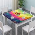thumbnail image 3 of Colorful Tie Dye Pattern Square Fitted Tablecloth with Elastic Edge,Square Table Cover,Washable Elastic Table Cover for Home Kitchen Party Decor 34"x34", 3 of 6