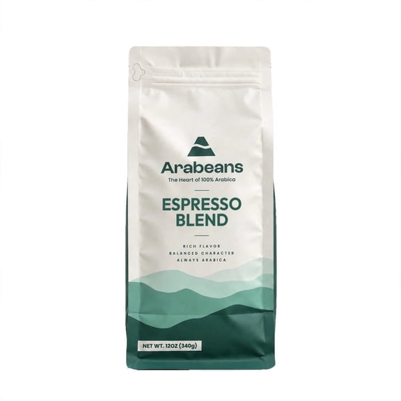 Arabeans Espresso Blend Coffee 100% Arabica Medium Roast Whole Bean Chocolate Caramel Flavor 1-Count 12 oz