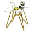 thumbnail image 3 of GZXS 35.4-Inch Square Tempered Glass Dining Table for 2–4 People, Modern Kitchen Table with Gold Metal Legs, Small Space Dining Table for Apartment, Office, or Café, 3 of 9